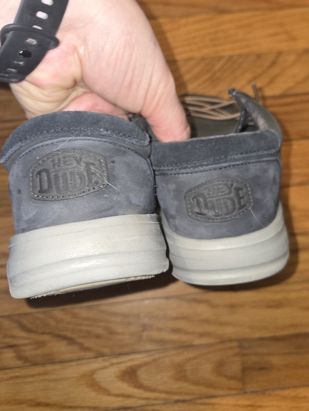 Hey Dude Men’s Black Suede Slip-On with Tan Laces - Picture 4 of 4